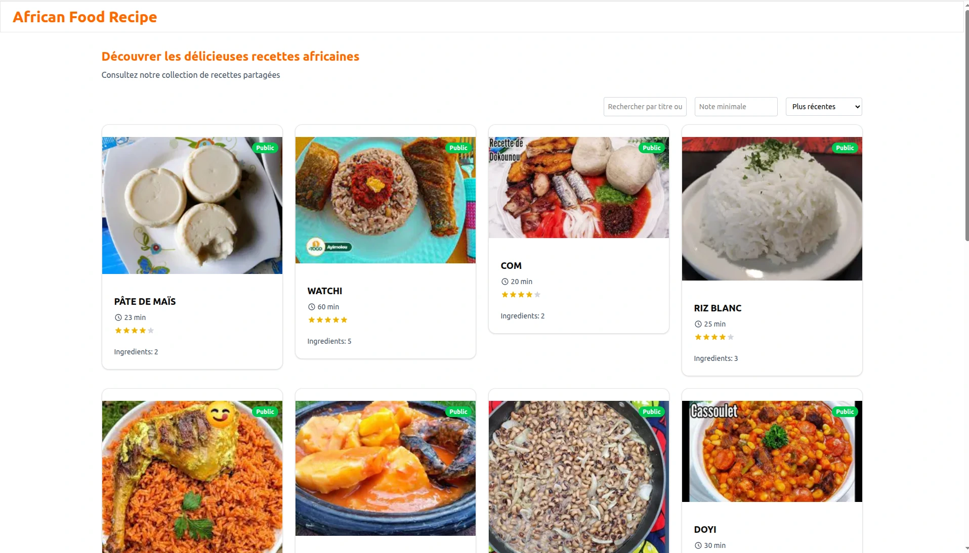 Site de recettes de cuisine