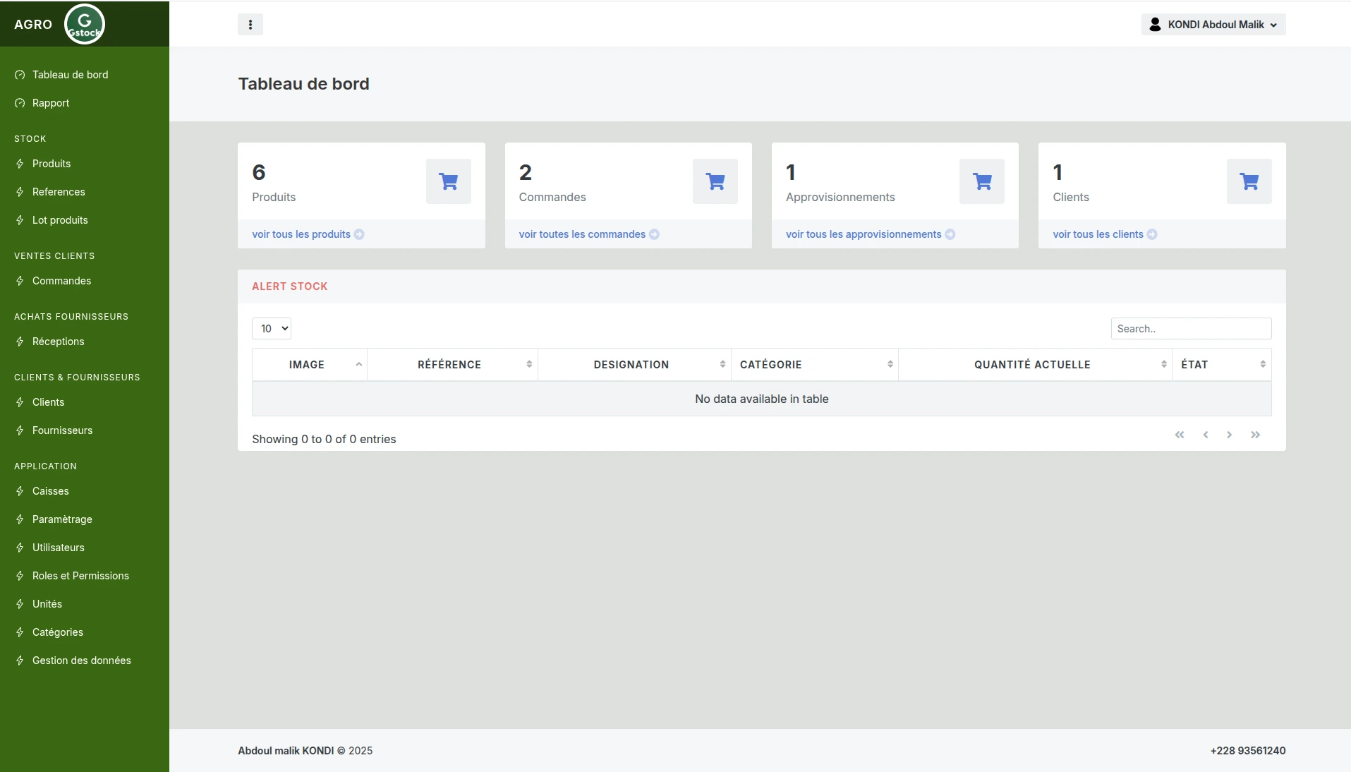 Application de gestion de stock